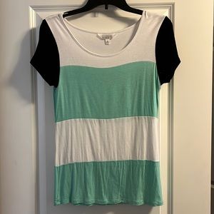 Mint Green and White Block Stripe Charming Charlie Small Tshirt